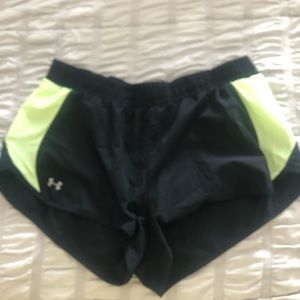 Black and Neon yellow Under Armour Athletic Shorts